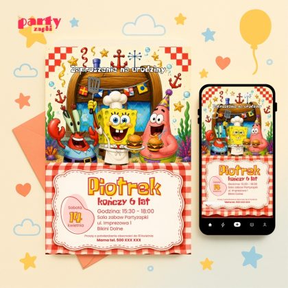 spongebob zaproszenie na urodziny partyzapki 05 1