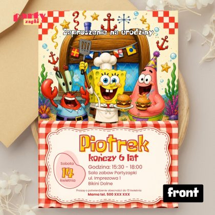 spongebob zaproszenie na urodziny partyzapki 05 2