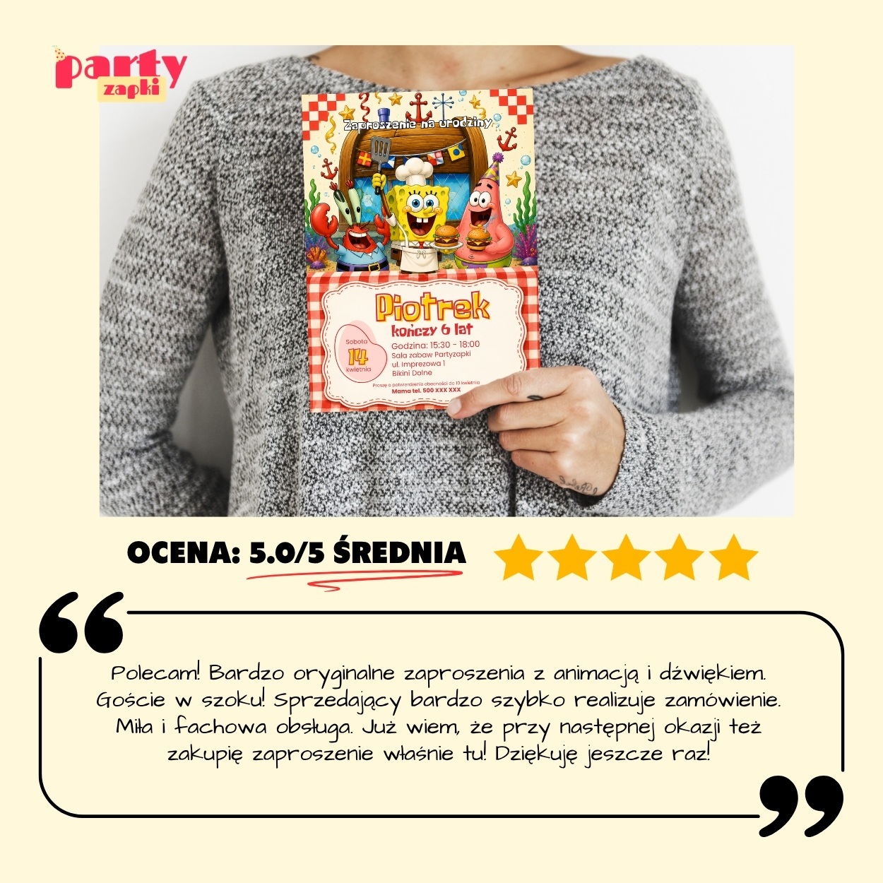 spongebob zaproszenie na urodziny partyzapki 05 6