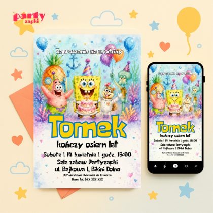spongebob zaproszenie na urodziny partyzapki 06 1