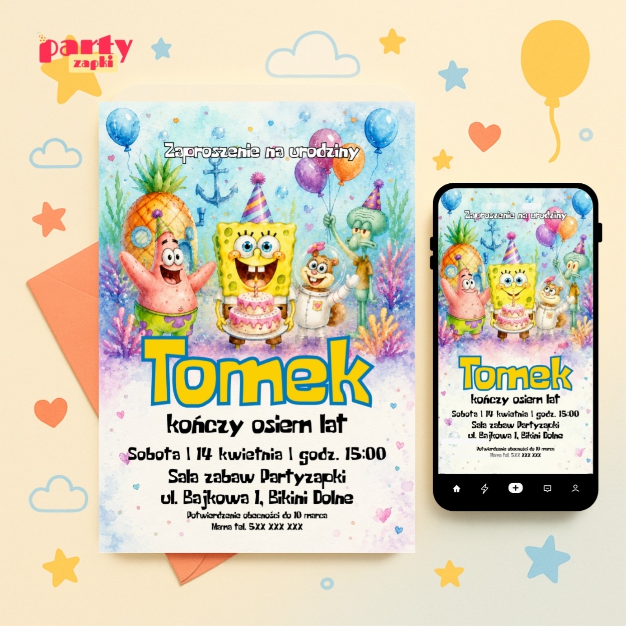 spongebob zaproszenie na urodziny partyzapki 06 1