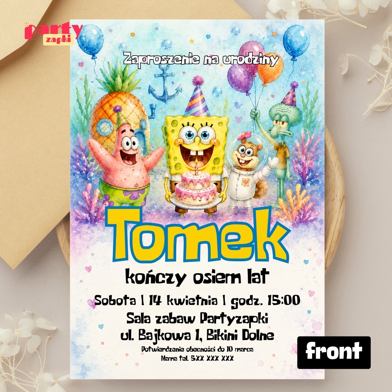 spongebob zaproszenie na urodziny partyzapki 06 2