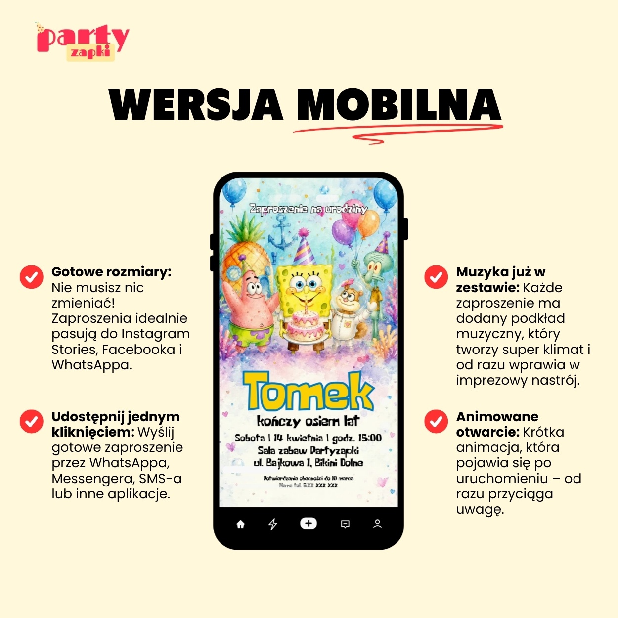 spongebob zaproszenie na urodziny partyzapki 06 4