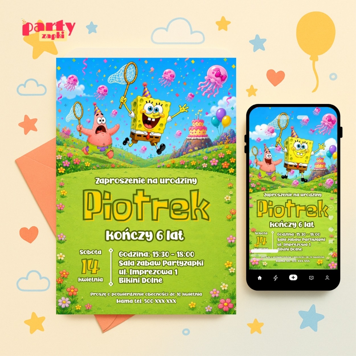 spongebob zaproszenie na urodziny partyzapki 07 1