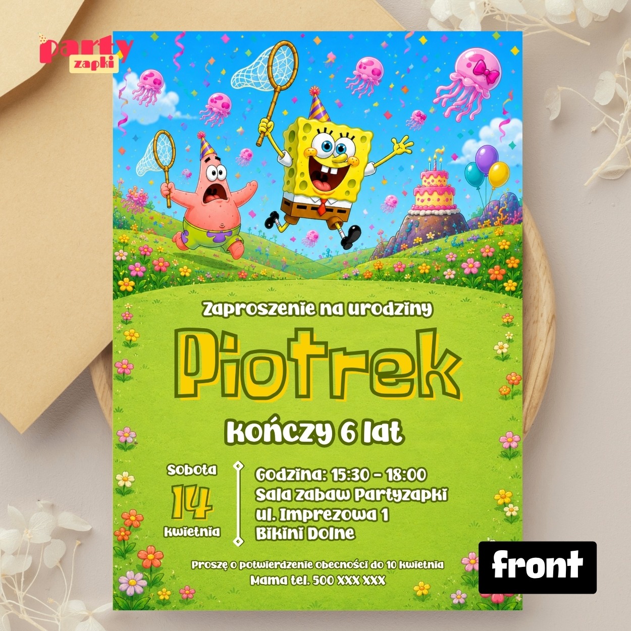 spongebob zaproszenie na urodziny partyzapki 07 2