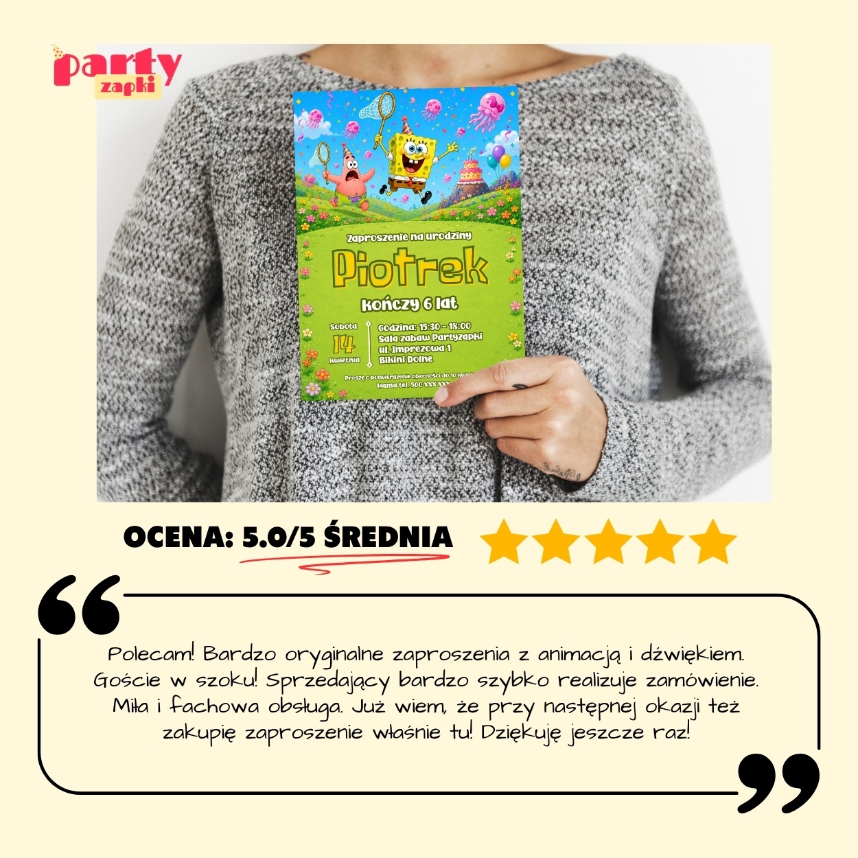 spongebob zaproszenie na urodziny partyzapki 07 6