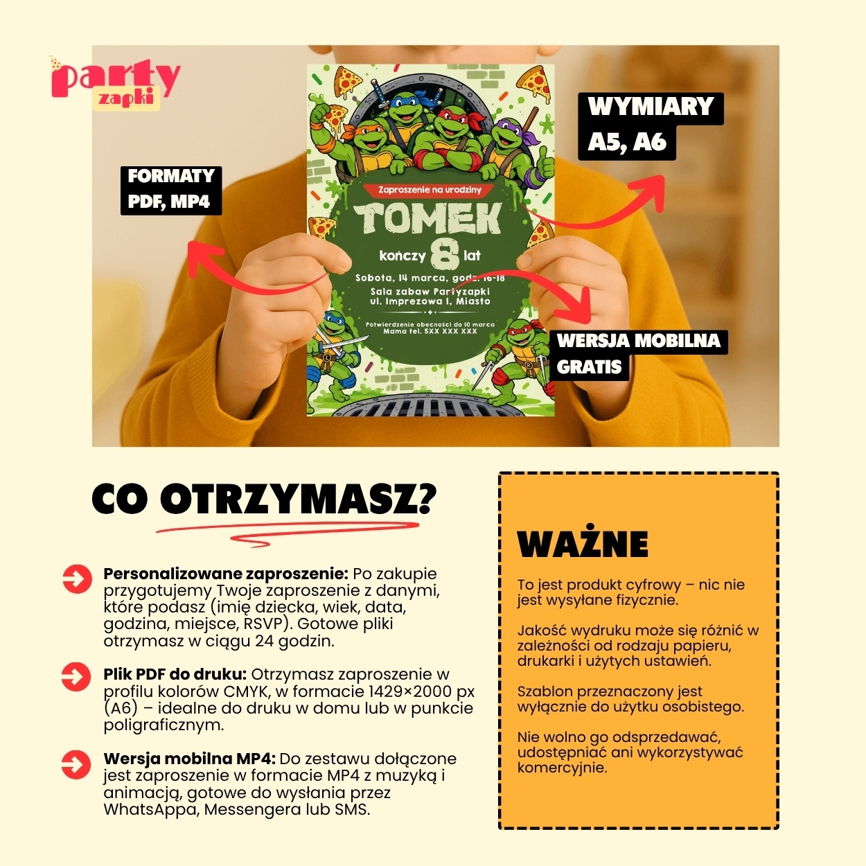 zolwie ninja zaproszenie na urodziny partyzapki 01 5