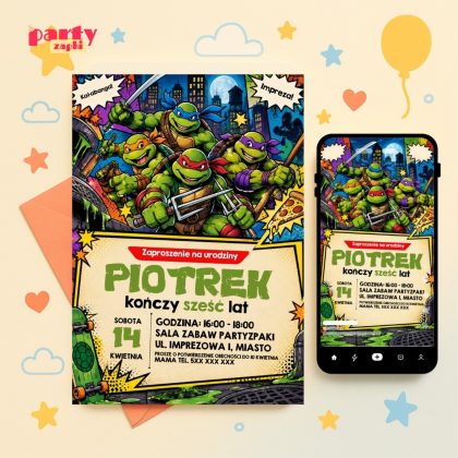 zolwie ninja zaproszenie na urodziny partyzapki 02 1