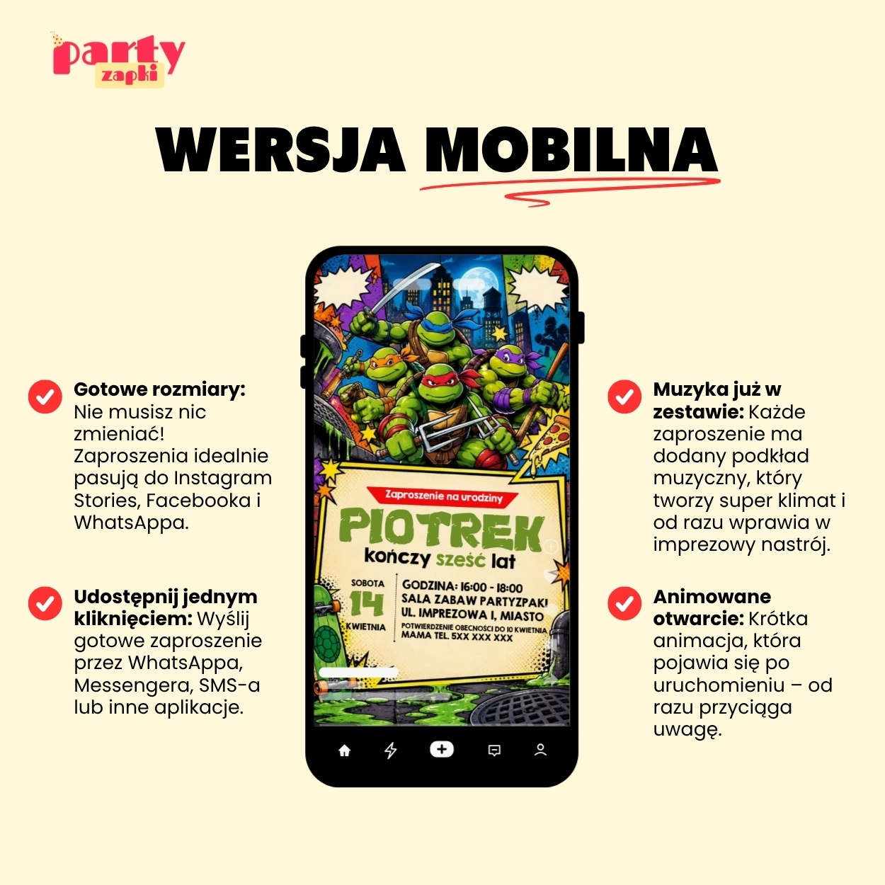 zolwie ninja zaproszenie na urodziny partyzapki 02 4