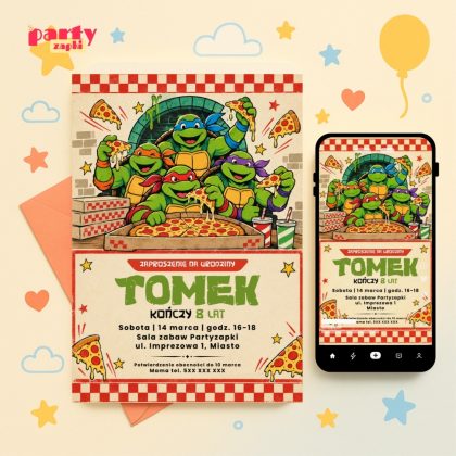 zolwie ninja zaproszenie na urodziny partyzapki 03 1