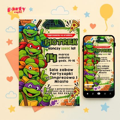 zolwie ninja zaproszenie na urodziny partyzapki 05 1